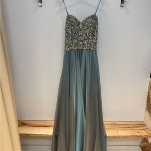 Elegant Blue and Gold Women's Dress
